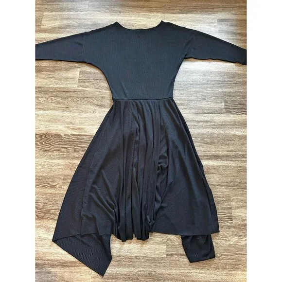 Free People NWT Ribbed Maxi Long Sleeve Black High Low Dress Size Large - Picture 8 of 8